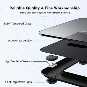 NUTRI FIT Digital Bathroom Scale High Accuracy Large LCD