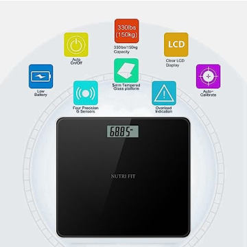 NUTRI FIT Digital Bathroom Scale High Accuracy Large LCD