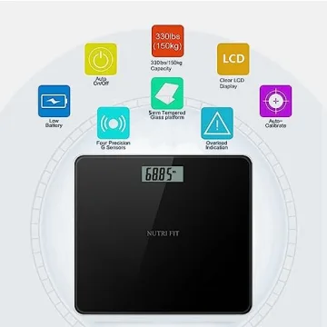 NUTRI FIT Digital Bathroom Scale High Accuracy Large LCD
