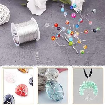 22 Gauge Jewelry Wire, Anezus Craft Wire Tarnish Resistant Copper Beading Wire for Jewelry Making Supplies and Crafting (Silver, 49 Yards/45 Meters)