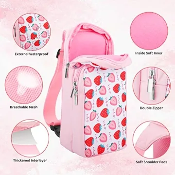 FANPL Cute Strawberry Backpack for Nintendo Switch