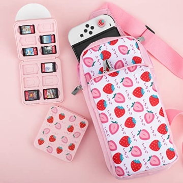 FANPL Cute Strawberry Backpack for Nintendo Switch