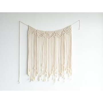 Flber Macrame Wall Hanging Boho Wedding Hanger Cotton Handmade Wall Art Home Wall Decor,42"x 35"
