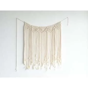 Flber Macrame Wall Hanging Boho Wedding Hanger Cotton Handmade Wall Art Home Wall Decor,42"x 35"