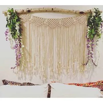 Flber Macrame Wall Hanging Boho Wedding Hanger Cotton Handmade Wall Art Home Wall Decor,42"x 35"