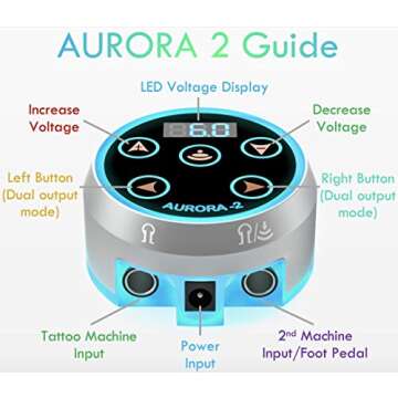 Aurora II Tattoo Machine Power Supply with Touchscreen & LED