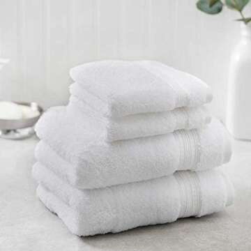 Charisma Hygro Cotton Towels Bundle | Includes: 2 Luxury Bath Sheet Towels, 2 Hand Towels & 2 Washcloths | Quality, Ultra Soft Towel Set | 6 Pieces (White)