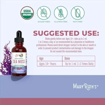 MaryRuth's USDA Organic Irish Sea Moss Liquid Drops | Organic Irish Moss | Chondrus crispus | Formulated for Adults & Kids Ages 14+ | Unflavored | Sugar Free | Vegan | Non-GMO | 1 Fl Oz