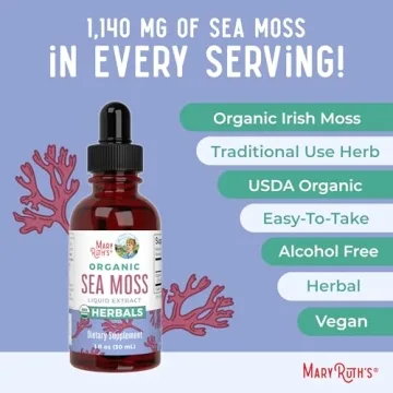MaryRuth's USDA Organic Irish Sea Moss Liquid Drops | Organic Irish Moss | Chondrus crispus | Formulated for Adults & Kids Ages 14+ | Unflavored | Sugar Free | Vegan | Non-GMO | 1 Fl Oz