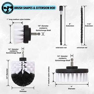 HIWARE 16 Pcs Drill Brush Car Detailing Kit - Soft Bristle Power Scrubber with Extend Attachment for...
