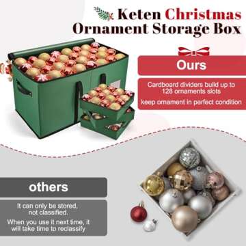 Keten Ornament Storage Box - Organize 128 Holiday Ornaments