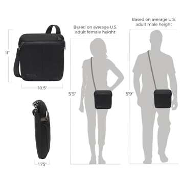 Travelon Anti-Theft Active Small Crossbody Messenger Bag, Black
