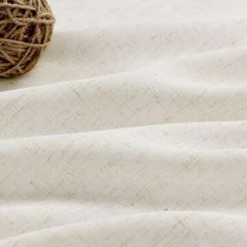 SPWIY Linen Curtains 90 Inch Length 2 Panels Set Back Tab Pocket Semi Sheer Curtains Flax Linen Breathable Window Drapes Country Farmhouse Decor 90 Inches Long for Living Bedroom Cream Ivory