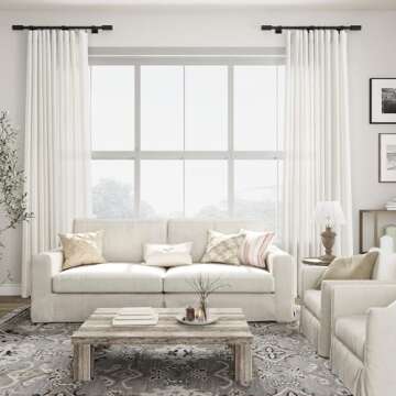 SPWIY Linen Curtains 90 Inch Length 2 Panels Set Back Tab Pocket Semi Sheer Curtains Flax Linen Breathable Window Drapes Country Farmhouse Decor 90 Inches Long for Living Bedroom Cream Ivory