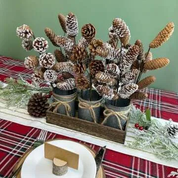 Winlyn Snowy Pinecone Picks - Holiday Decor Essentials