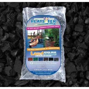 Playsafer Rubber Mulch Nuggets Protective Flooring for Playgrounds, Swing-Sets, Play Areas, and Landscaping (40 LBS - 1.55 CU. FT., Black)