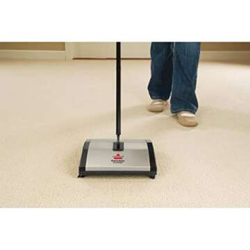 Bissell Natural Sweep Carpet and Floor Sweeper with Dual Brush Rotating System and 2 Corner Edge Brushes, 92N0A, 4.2 lb.
