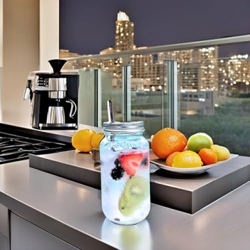 Jarming Collections Mason Jar Cups Drinking Glasses - Includes Mason Jar Lids & Straws, Coffee & Smoothie Cups Glass Jar Set, 24 oz Mason Jars with Lids and Straws, Dishwasher & Freezer Safe(Set of 2)