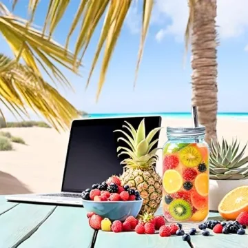 Jarming Collections Mason Jar Cups Drinking Glasses - Includes Mason Jar Lids & Straws, Coffee & Smoothie Cups Glass Jar Set, 24 oz Mason Jars with Lids and Straws, Dishwasher & Freezer Safe(Set of 2)