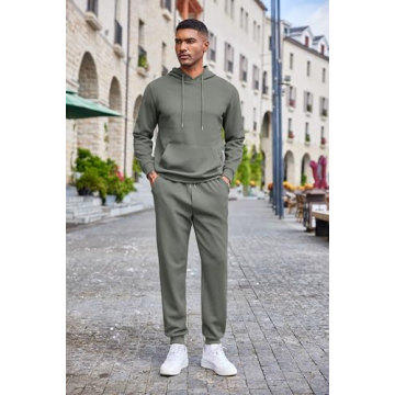 COOFANDY Men's Stylish Waffle Hoodie & Sweatpants Set