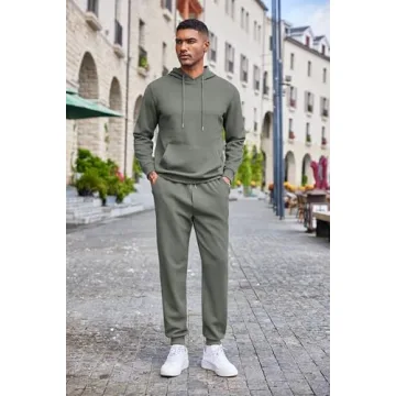 COOFANDY Men's Stylish Waffle Hoodie & Sweatpants Set