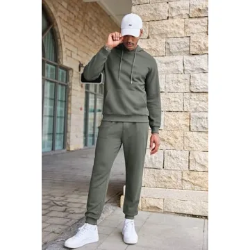 COOFANDY Men's Stylish Waffle Hoodie & Sweatpants Set