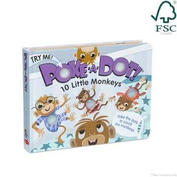 Melissa & Doug Children's Book - Poke-a-Dot: 10 Little Monkeys (Board Book with Buttons to Pop) - FSC Certified