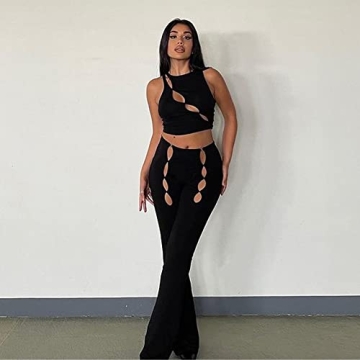 XLLAIS Stretchy Black Pants Set for Women - Stylish & Sexy