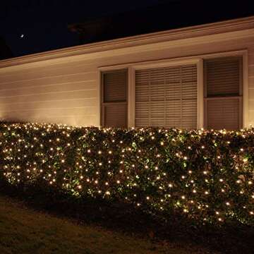 Kringle Traditions Clear Net Lights, Christmas Lights Outdoor Net, Outdoor Decorative Lights Christmas Net Lights on Green Wire (4’x 6’ net, 150 Lights, Clear)