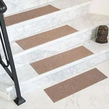 Natural Area Rugs - Carpet Stair Tread, Halton Collection, Non Skid Rubber Backed, Beige 9" x 29" (13 Treads) Non-Slip Pet-Friendly Tread, DIY Easy to Install