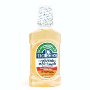 Dr. Tichenor's Peppermint Mouthwash Concentrate - Oral Rinse for Bad Breath and Oral Health with a Minty Punch for Soothing Relief of Minor Sore Throat Irritation - 8 Ounce (Pack of 3)