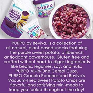 Beviva, Sweet Potato Chips Vacuum Fried and Packaged in Resealable Bag - Healthy Natural Veggie Snacks, No added Salt & Gluten Free, Sweet Potatoes, Superfood - Great for Kids and Adults (8 Pack)