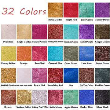 Mica Powder for Epoxy Resin, 32 Colors Mica Pigment Powder Set for Resin Art, Lip Gloss, Soap Making...