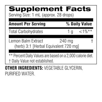 Botanic Choice Lemon Balm Liquid Extract, Alcohol Free, Gluten Free-Traditional Support for Tranquility-Fast Acting 1 Fluid Oz