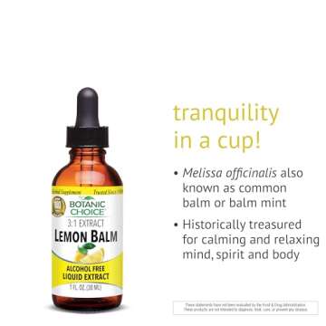 Botanic Choice Lemon Balm Liquid Extract, Alcohol Free, Gluten Free-Traditional Support for Tranquility-Fast Acting 1 Fluid Oz