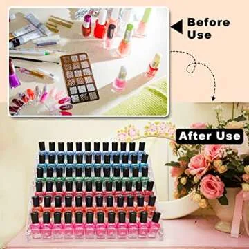 FFowcye Acrylic Nail Polish Organizer Rack - 6 Tier Holder for 72 Bottles