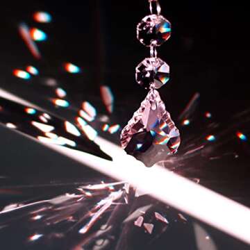 20pcs Maple Leaf Crystal Chandelier Prism Replacement Pendant Connected Glass Octagon Beads Chain fo...