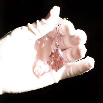 20pcs Maple Leaf Crystal Chandelier Prism Replacement Pendant Connected Glass Octagon Beads Chain for Chandelier Christmas Decoration 38mm (Pink)