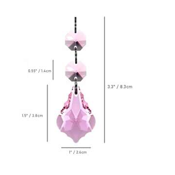 20pcs Maple Leaf Crystal Chandelier Prism Replacement Pendant Connected Glass Octagon Beads Chain for Chandelier Christmas Decoration 38mm (Pink)