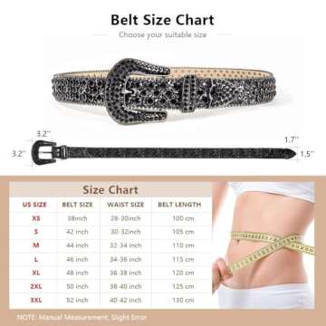 MINGSUN Rhinestone Belt for Men Women, Western Bling Belt Shining Diamond Belt Cowgirl Cowboy Punk Y2K Studded Belt