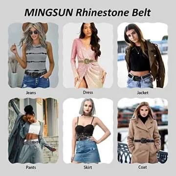 MINGSUN Rhinestone Belt for Men Women, Western Bling Belt Shining Diamond Belt Cowgirl Cowboy Punk Y2K Studded Belt