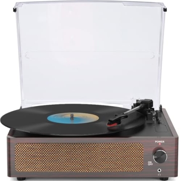 WOCKODER Vintage Vinyl Record Player with Bluetooth and Speakers
