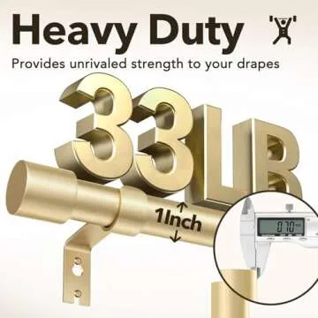 IFELS Heavy Duty Curtain Rods for Windows 48 to 84 Inch, 1 Inch Gold Curtain Rods for Outdoor, Farmhouse, Bedroom, Kitchen, Living Room, Adjustable Easy Install Curtain Rods (A2,Gold,30"-90")