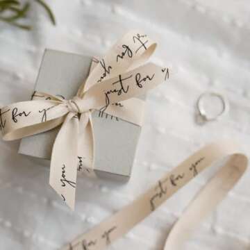 10 Yards Just for You Natural Cotton Ribbon for Crafting Sewing, 3/5 Inch Herringbone Twill Tape Ribbons for Gift Wrapping, Birthday Wedding Valentines Ribbons for Hair Bow Accessories