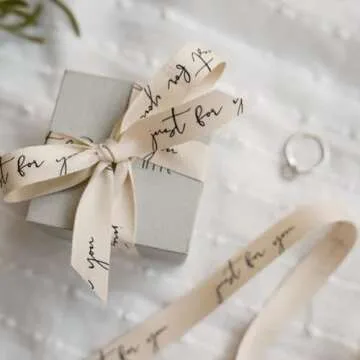 10 Yards Just for You Natural Cotton Ribbon for Crafting Sewing, 3/5 Inch Herringbone Twill Tape Ribbons for Gift Wrapping, Birthday Wedding Valentines Ribbons for Hair Bow Accessories