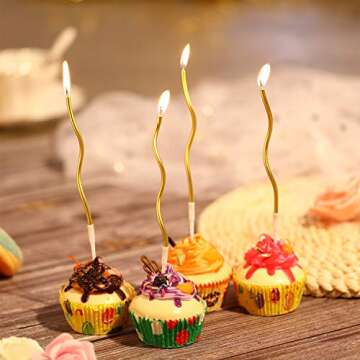 BBTO Twisty Birthday Candles - Gold Spiral Cake Decor