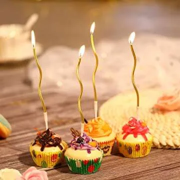 BBTO Twisty Birthday Candles - Gold Spiral Cake Decor
