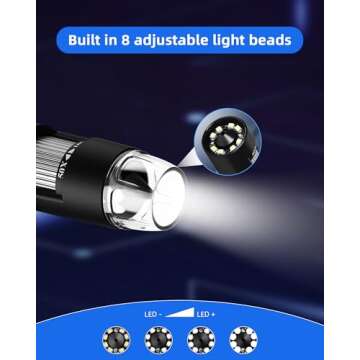 Wireless Digital Microscope Handheld USB HD Inspection Camera 50x-1000x Magnification with Stand Com...