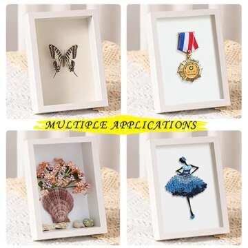 TOUYINGER 4x6 Small Shadow Box Frame Display Case, Display Case Box For Memorabilia, Medal, Wedding Memories, Crafts, Tickets And Photos (White, 4x6)