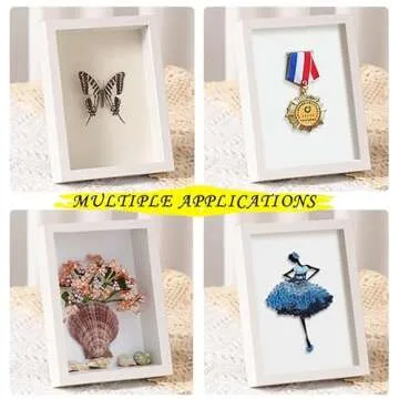 TOUYINGER 4x6 Small Shadow Box Frame Display Case, Display Case Box For Memorabilia, Medal, Wedding Memories, Crafts, Tickets And Photos (White, 4x6)